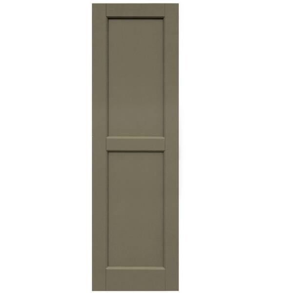 Winworks Wood Composite 15 in. x 50 in. Contemporary Flat Panel Shutters Pair #660 Weathered Shingle
