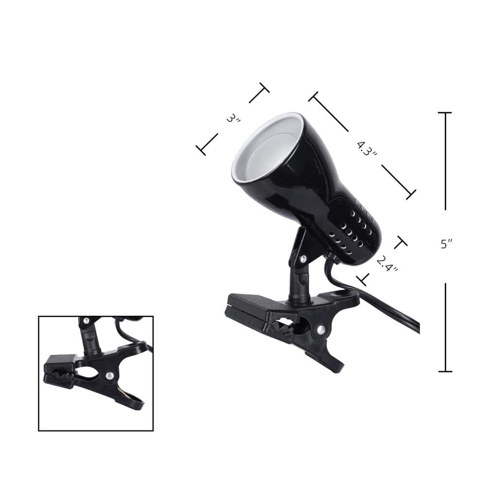 Adjustable Black Metal Clip-On Desk Lamp