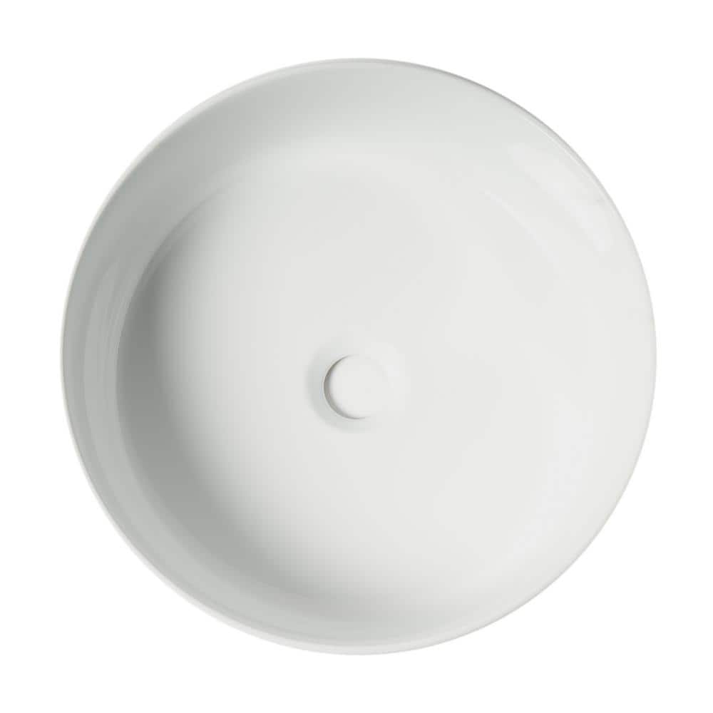 White Ceramic Round Above Mount Bathroom Sink