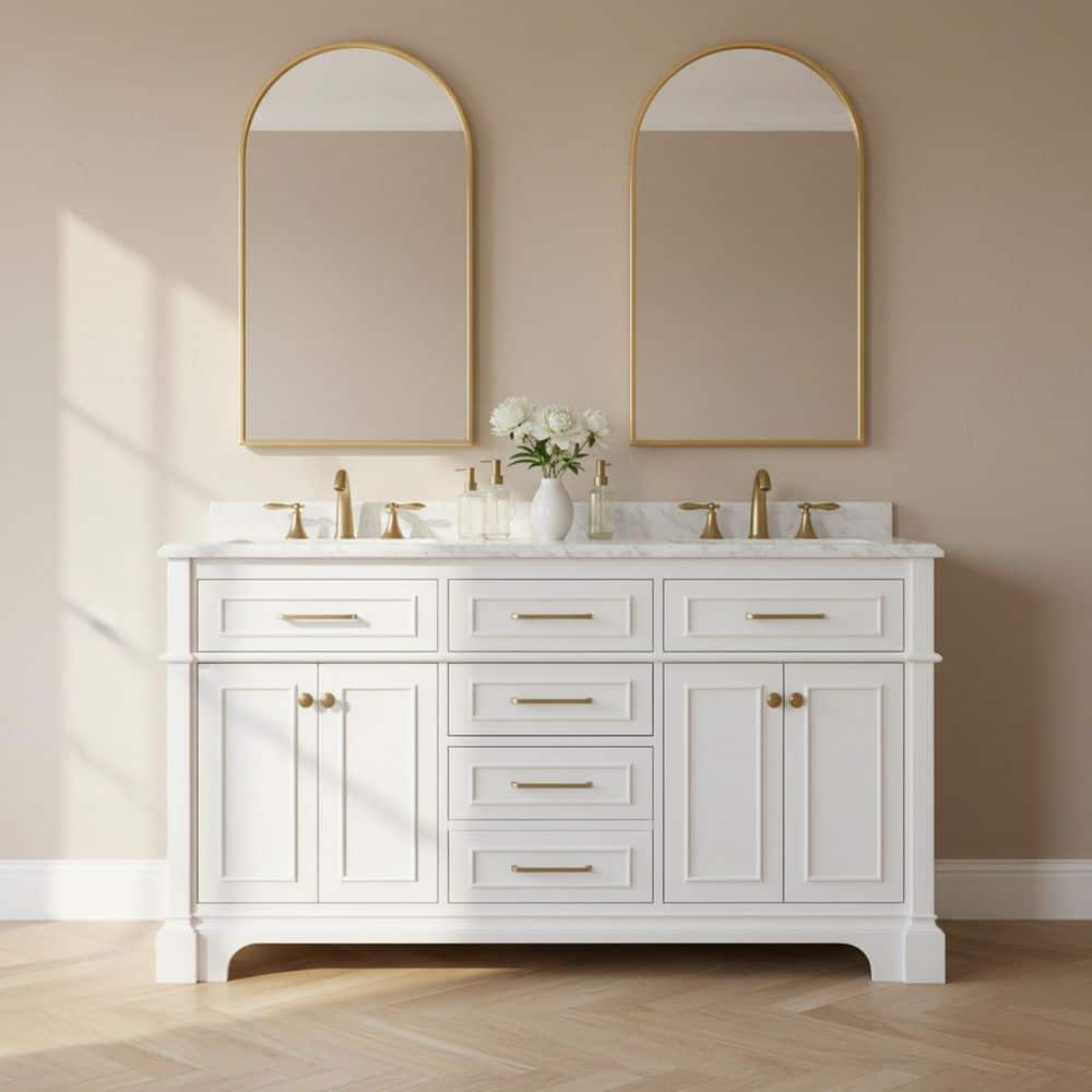 Reviews for Home Decorators Collection Melpark 60 in. Double Sink ...