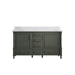 Willow Collections Cambridge 60 in. W x 22 in. D x 36 in. H Double Sink  Bath Vanity in Pewter Green with 2 in. Piatra Quartz Top CAM_PGN_PT_GR_60D  - The Home Depot