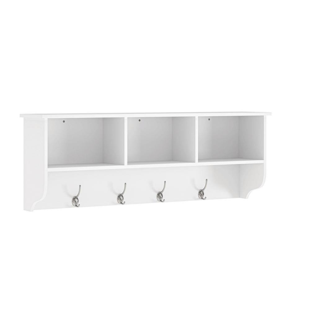 White 38.58 in. MDF Decorative Rectangle Stand Entryway Wall Mounted Coat Rack with 4-Dual Hooks for Living Room price history on PriceWatchPro