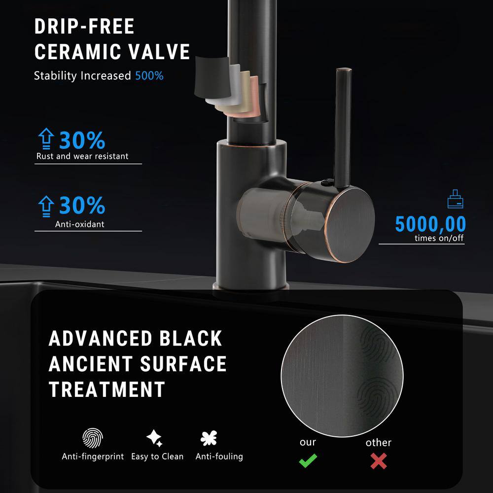 Oil Rubbed Bronze Pull-Down Kitchen Faucet with Spray
