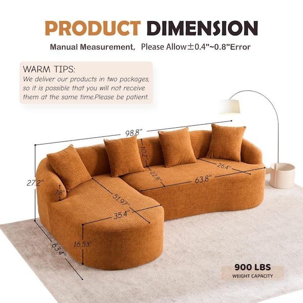 Nestfair 98.8 in. W Chenille L-Shape Modular Sectional Sofa in