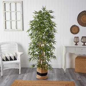6 ft. Green Bamboo Artificial Tree with 1024 Bendable Branches in Handmade Natural Cotton Planter