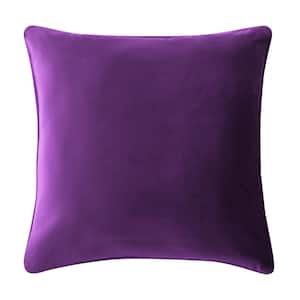 Soft Velvet Square Purple 18 in. x 18 in. Throw Pillow