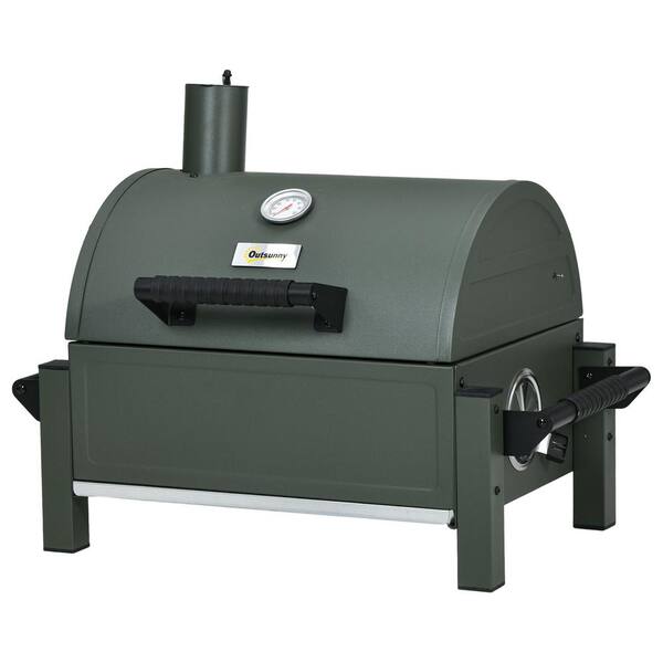 Huluwat Portable Charcoal Grill in Dark Green with Ash Catcher, Built-in Thermometer, 235 sq. in. Cooking Area