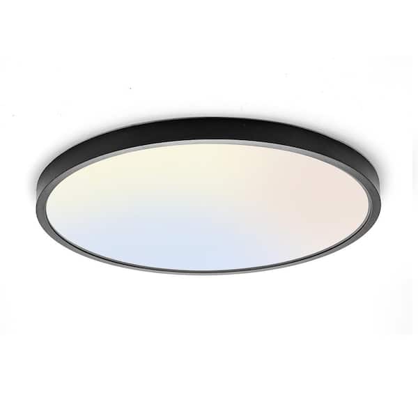QRMOK C4 Series 12 in. 20W White Selectable LED Ceiling Lights with 3-Color Dimmable Flush Mount Indoor J-Box Compatible