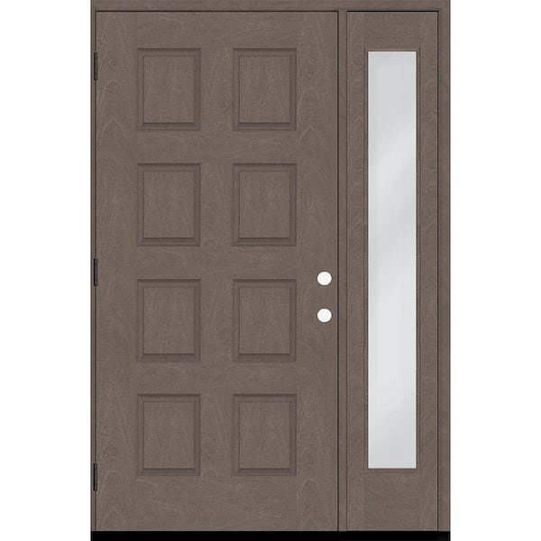 Steves & Sons Regency 57 in. x 96 in. 8-Panel RHOS Ashwood Stain Mahogany Fiberglass Prehung Front Door with 12 in. Sidelite