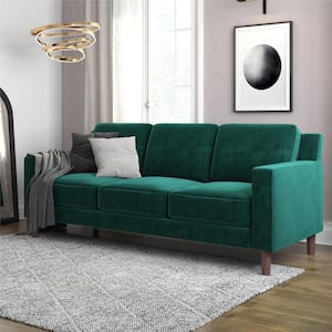 Bexley 77 in. L x 31.5 in. W Green Velvet Upholstered 3-Seater Sofa