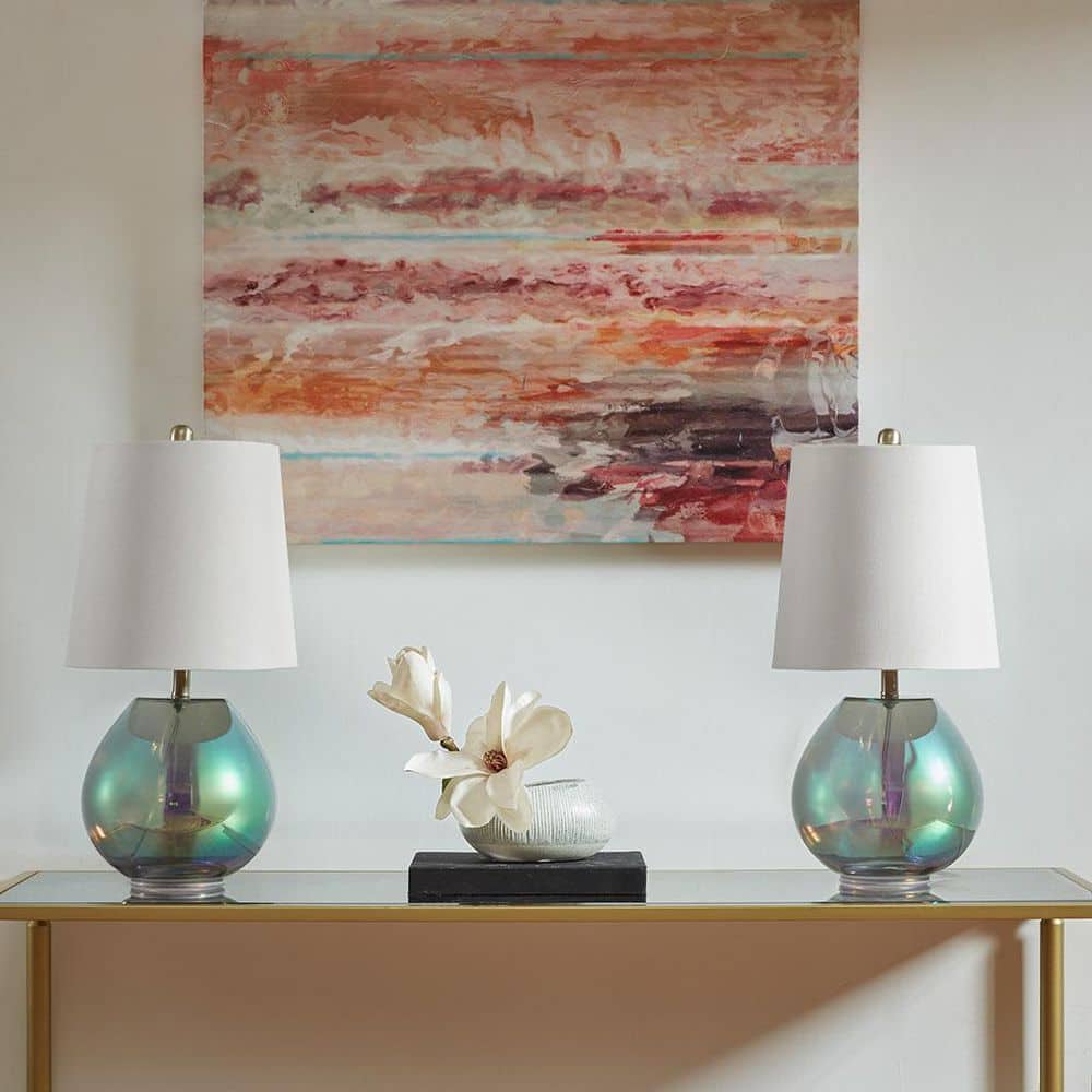 19.5 in. White Ranier Iridescent Glass Table Lamp price history on PriceWatchPro