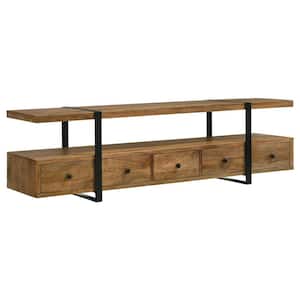 Otto Brown and Gunmetal Solid Wood TV Stand with 4-Drawers Fits TV's up to 75 in.