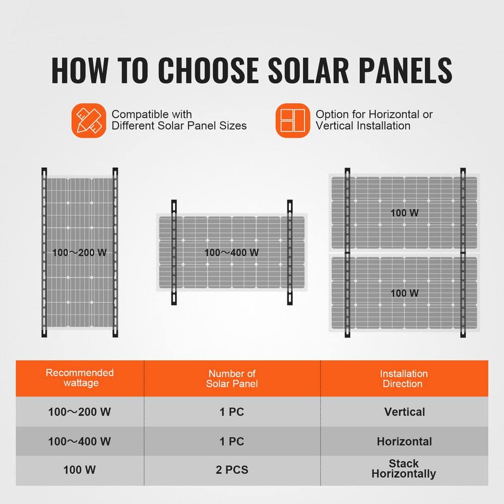45-Inch Adjustable Aluminum Solar Panel Mount Brackets