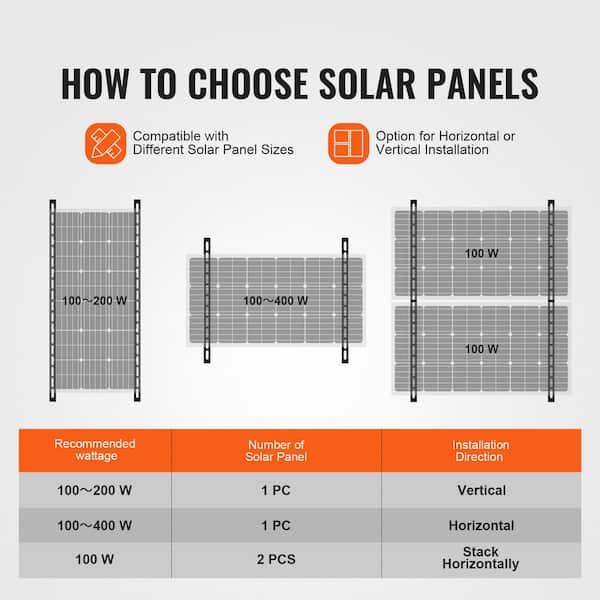 2-Sets Solar Panel Mounting Brackets 45 in. Adjustable 0-90° Tilt, Aluminum Brackets for 100-400 W Panels, Folding Legs