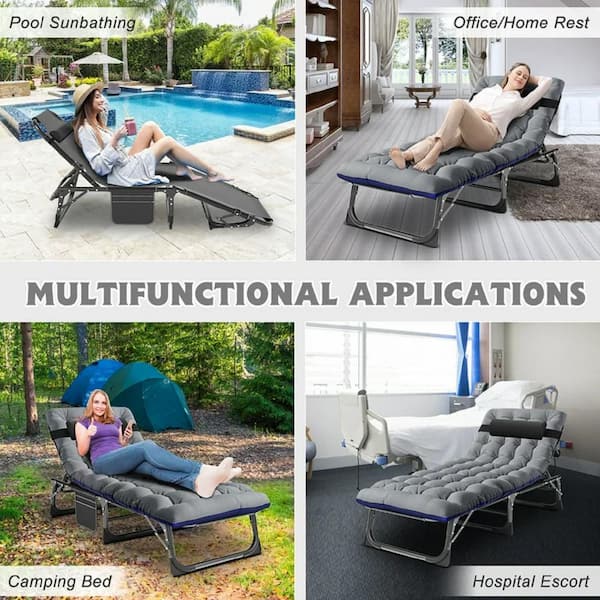 Outdoor Beach Chair Adjustable Backrest Bed Folding Portable