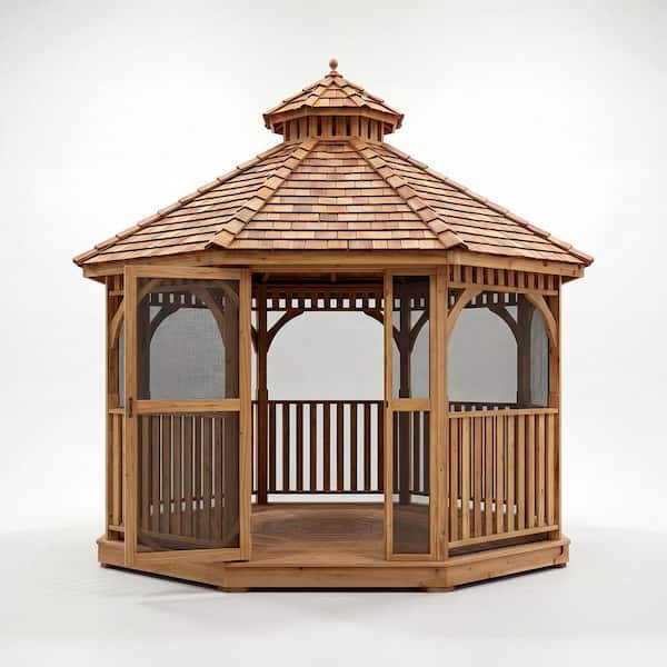 12 ft. Bayside Cedar Octagon Gazebo with Screen Kit