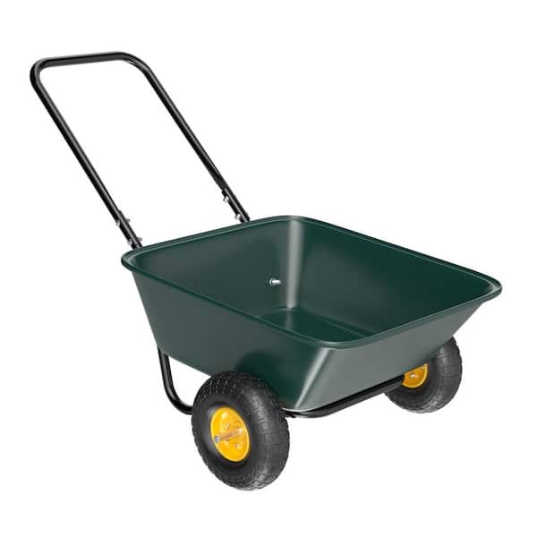 Karl home 3 cu. ft. Plastic 2-Wheels Garden Cart Wagon with Handle