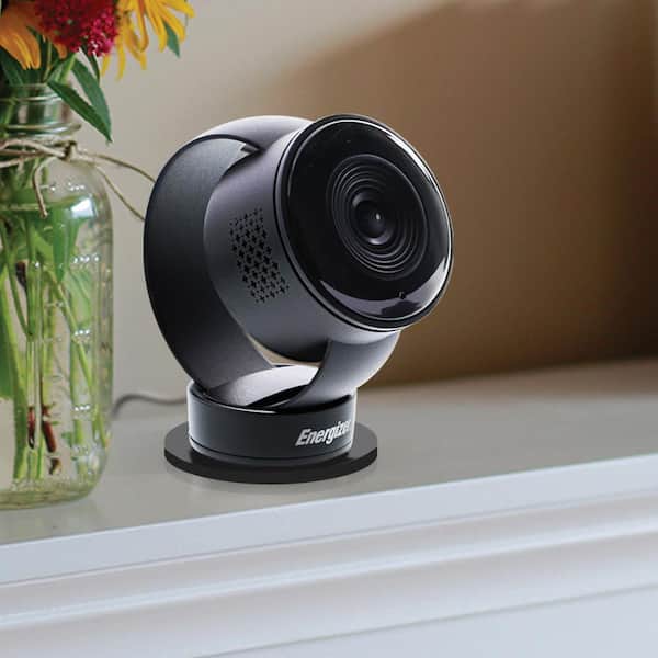 Energizer Smart Wi-Fi Plug-In Black Indoor Wired Camera, 1080P Full HD, Cloud/Micro-SD Card Support