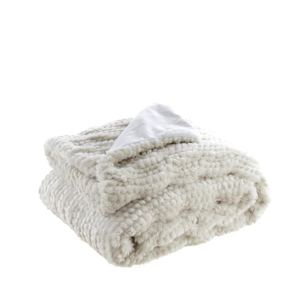 HomeRoots Charlie Ivory Solid Color Acrylic Throw Blanket 2000531390 ...