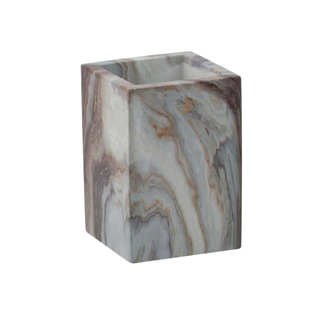 Gray and White Marble Square Bathroom Tumbler