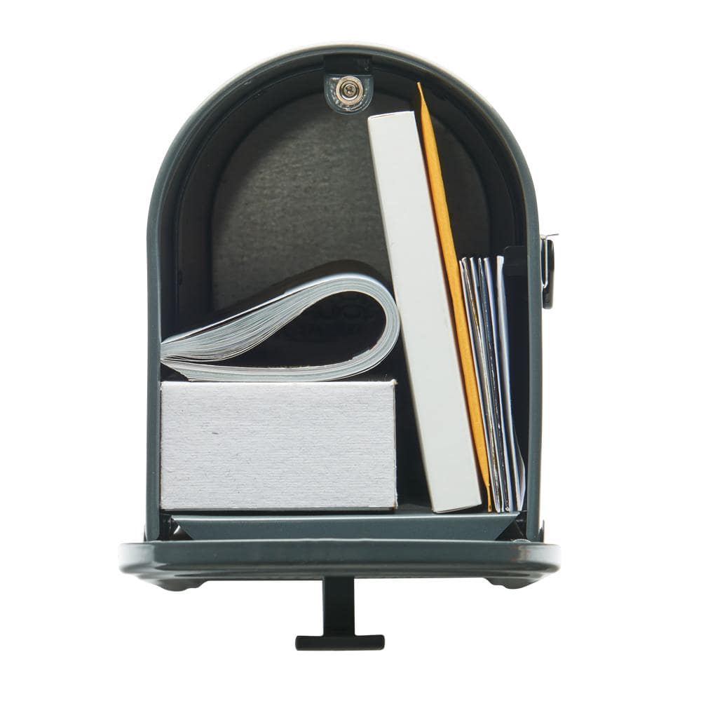 Edson Medium Gray Galvanized Steel Post Mount Mailbox