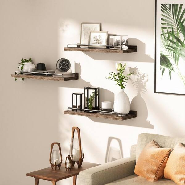 Set of 2 Dark Brown Floating cheapest Storage Shelves - Shelves for Living Room, Kitchen,