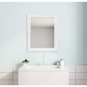 23.5 in. W x 28.5 in. H Rectangular PS Framed Wall Bathroom Vanity Mirror in White