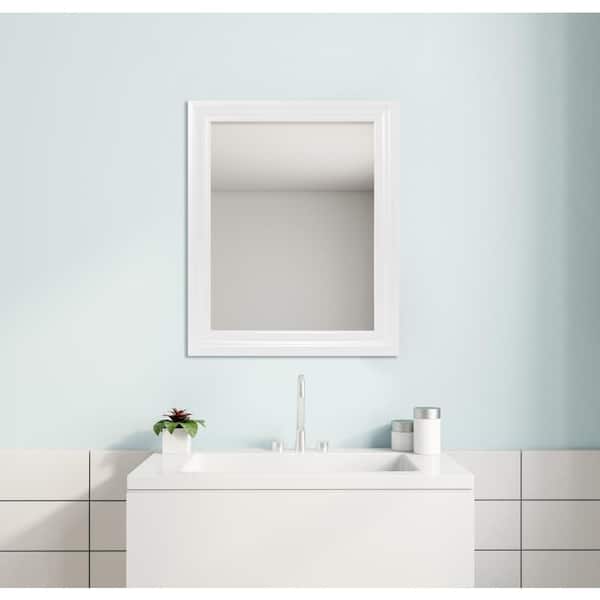 Glacier Bay 23.5 in. W x 28.5 in. H Rectangular PS Framed Wall Bathroom Vanity Mirror in White (Screws Not Included)