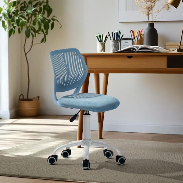 Homy Casa CARNAT Kids Desk Chair Set of 2, Adjustable Swivel Chair with Cushioned Seat and Lumbar Support, Blue and Light Blue