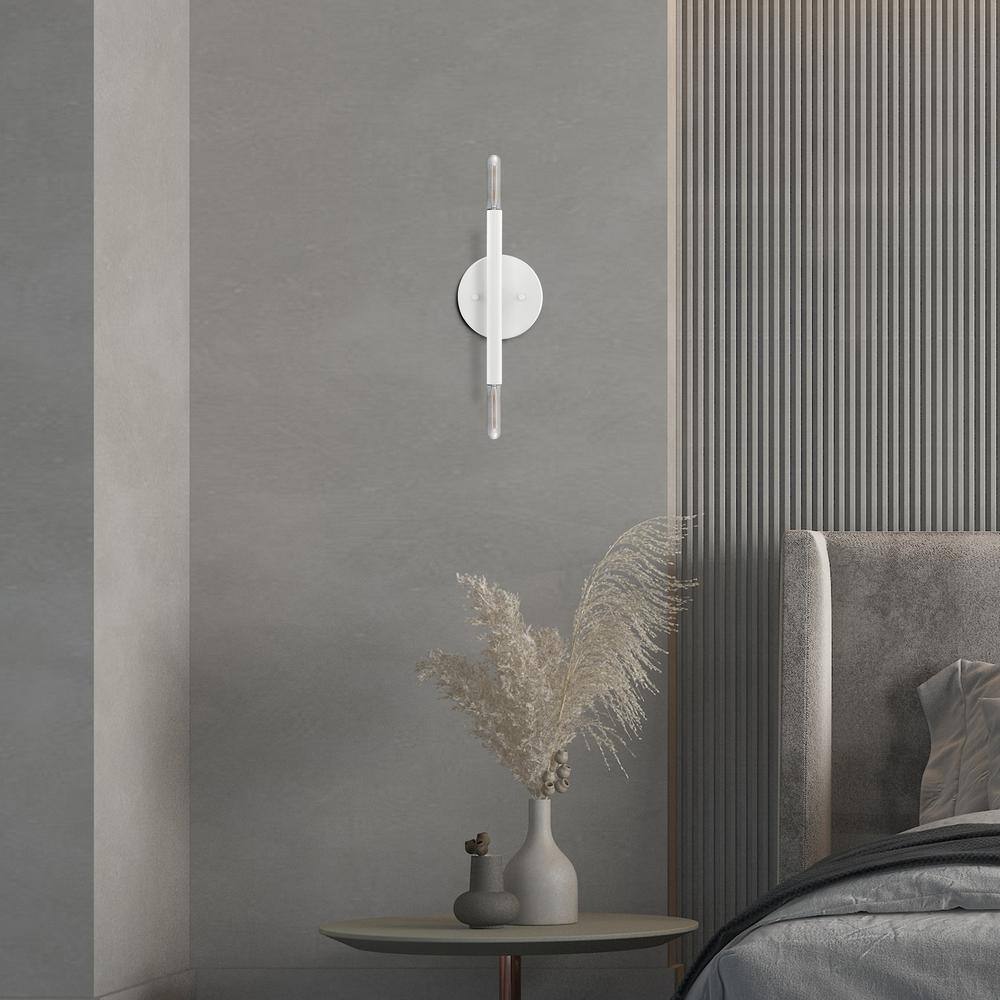 Copenhagen Mid-Century Modern White Chrome 2-Light Wall Sconce