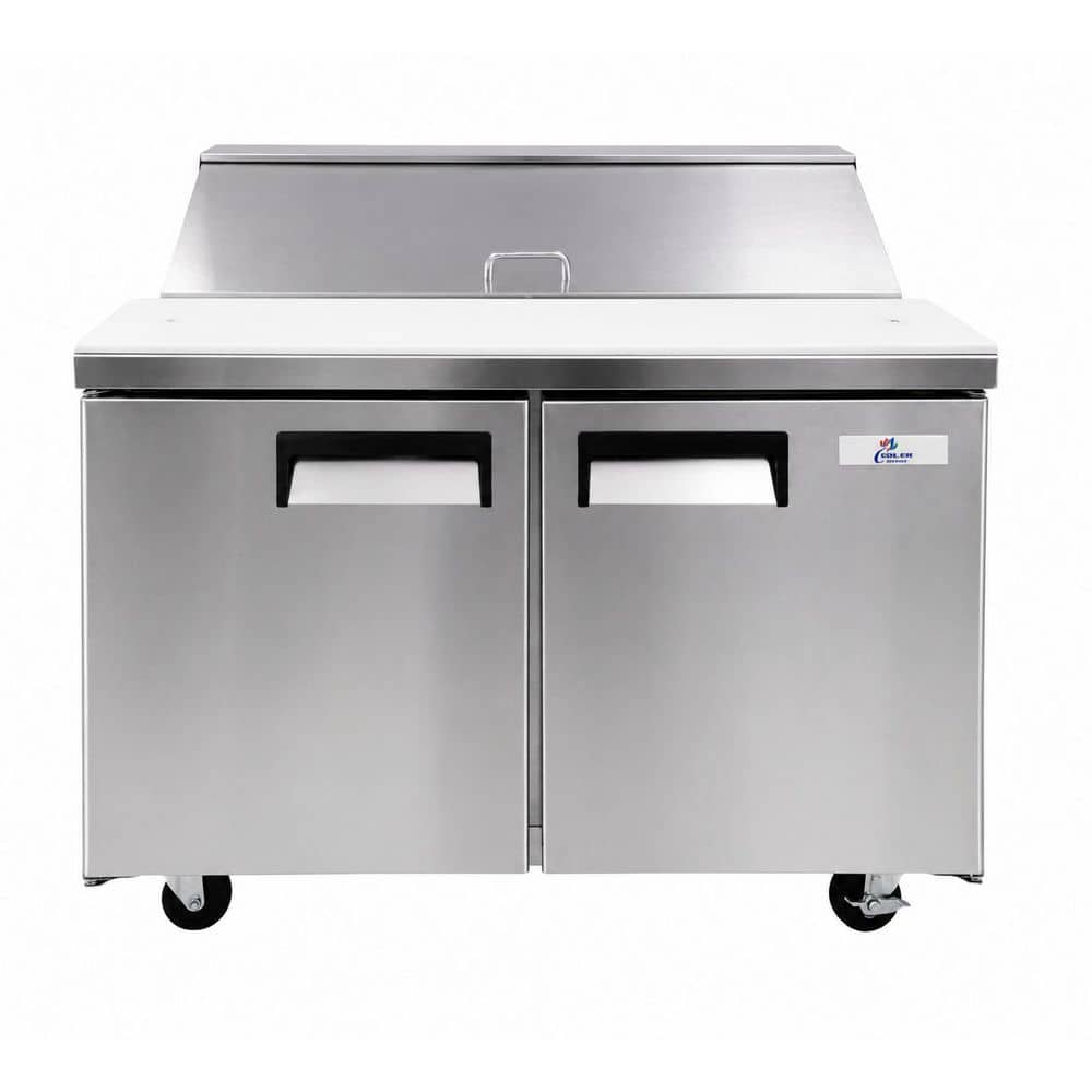 48 in.W 9.5 cu. ft. Prep Table Commercial Refrigerator in Stainless Steel