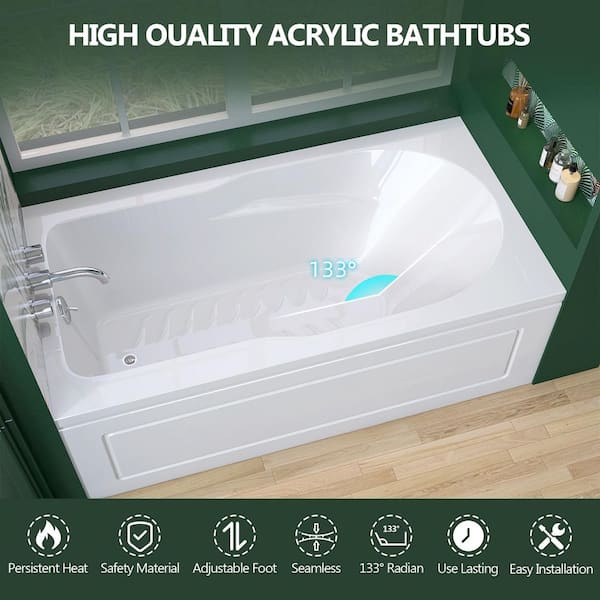 Zeafive Sez 60 in. x 32 in. Alcove/Apron Front Soaking Bathtub