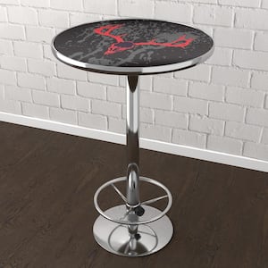 Hunt Skull 3-Piece Round Acrylic Top Chrome Bar Table Set (Seats-2)