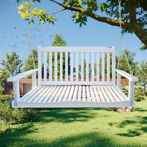 46" Outdoor Front Porch Swing with Armrests White
