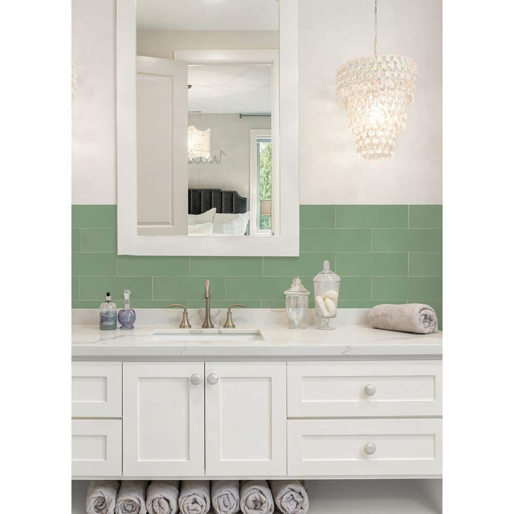 Green Peel and Stick Subway Wall Tiles for Kitchen and Bathroom
