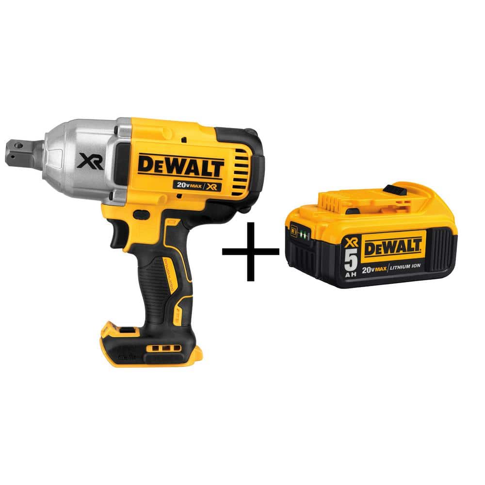 DEWALT 20V MAX XR Cordless Brushless 3/4 in. High Torque Impact Wrench with Hog Ring Anvil with 20V 5.0Ah Battery -  DCF897Bw5b