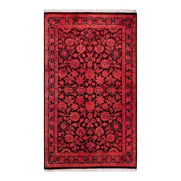 Overdyed Pink 3 ft. x 5 ft. Solid Wool Indoor Area Rug