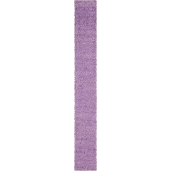 Solid Shag Collection Area Rug (2 ft. 7 in. x 19 ft. 8 in. Runner Lilac)