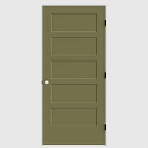 36 in. x 80 in. 5-Panel Bayshore Left-Hand Solid Core Truly Olive Molded Composite Single Prehung Interior Door