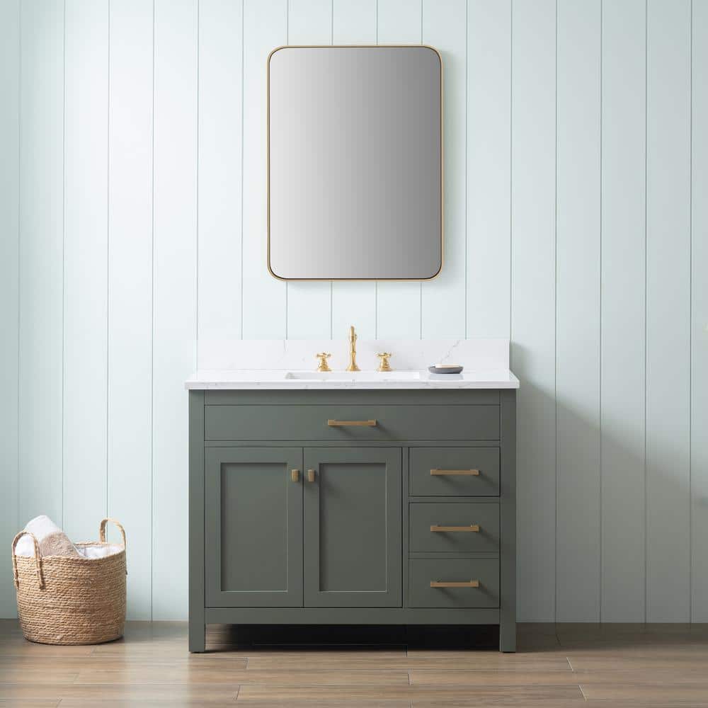 Jasper 42 in. W x 22 in. D Bath Vanity in Vintage Green with Engineered Stone Vanity in Carrara White with White Sink price history on PriceWatchPro