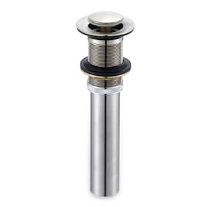 1-1/2 in. Brass Bathroom and Vessel Sink Push Pop-Up Drain Stopper with No Overflow in Brushed Nickel
