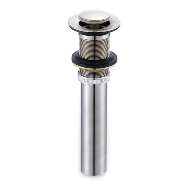 LUXIER 1-1/2 in. Brass Bathroom and Vessel Sink Push Pop-Up Drain Stopper with No Overflow in Brushed Nickel
