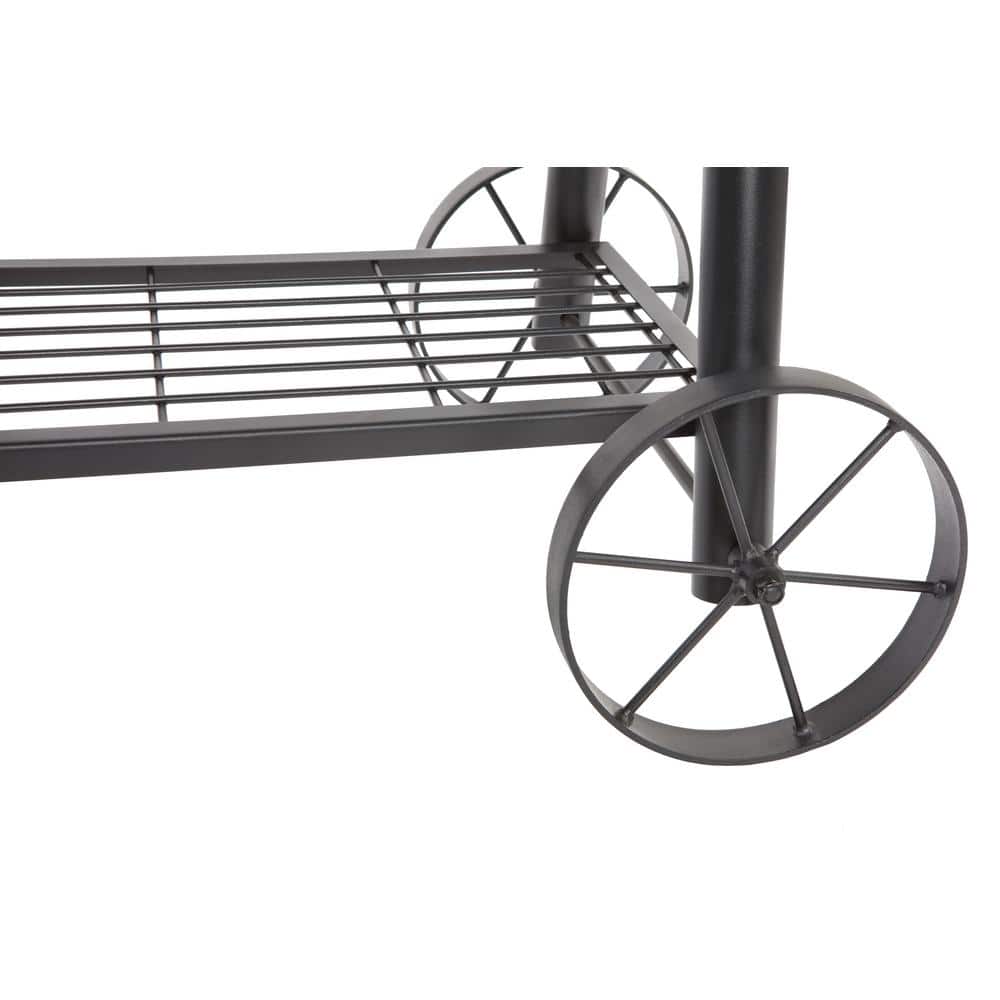 Black Heavy-Duty Steel Barrel Charcoal Grill with Smoker