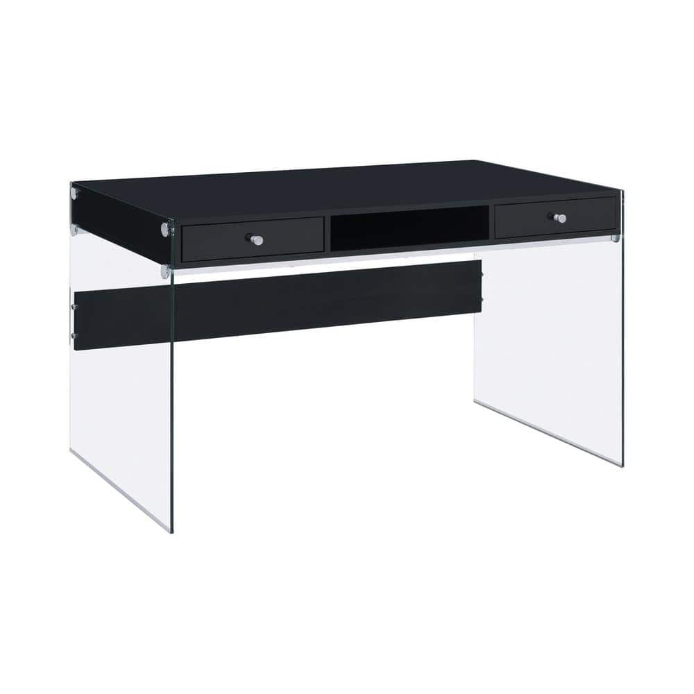 writing desk with glass sides glossy white and clear