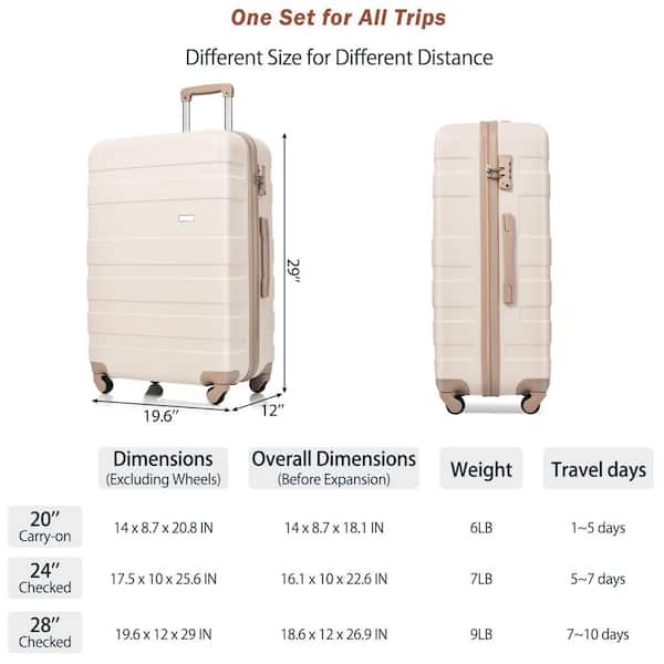 Merax Ivory and Golden Lightweight Durable 3-Piece ABS Hardshell