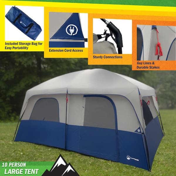 Large tent camping outdoor ozark trail 3 room 10 person waterproof best sale