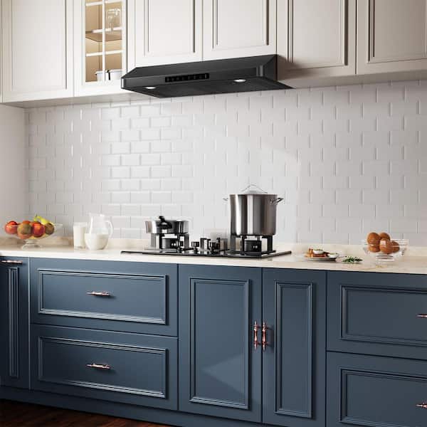 30 in. 600 CFM Ducted Under Cabinet Range Hood in Black Stainless Steel with LED light and Gesture/Touch/Remote Control