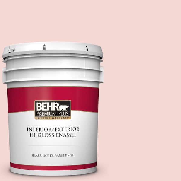 BEHR PREMIUM PLUS 5 gal. #M160-1 Cupcake Pink Hi-Gloss Enamel Interior/Exterior Paint
