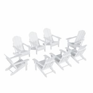 Addison White 8-Piece Plastic Folding Outdoor Patio Fade Resistant Adirondack Conversation Chair Set
