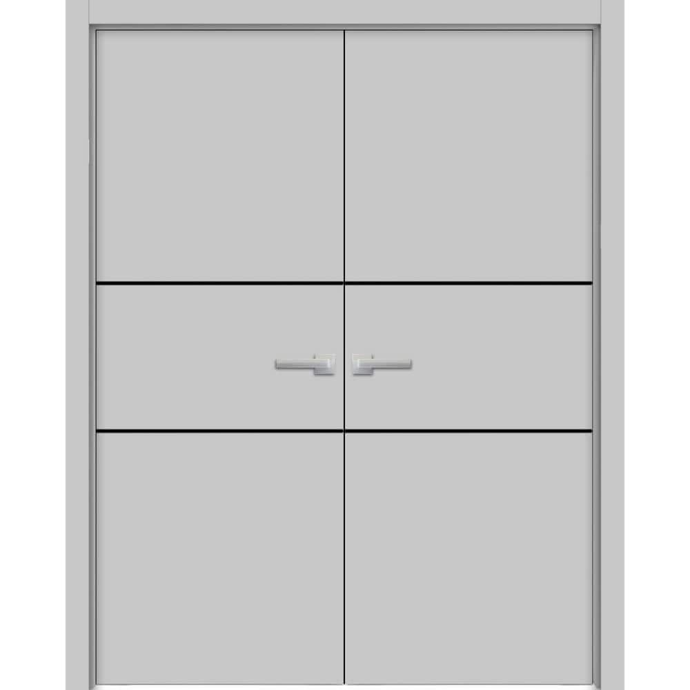 60 in. x 96 in. Matte Grey Finished Universal/Reversible Frosted Glass Solid Wood Assembly Required Interior Door Kit price history on PriceWatchPro